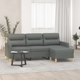 3-Sitzer-Sofa mit Hocker aus dunkelgrauem Stoff, 180 cm von , Sofas - Ref: Foro24-3201074, Preis: 357,64 €, Rabatt: %