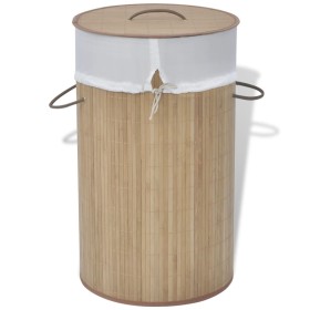 Natural color round bamboo laundry basket by vidaXL, Laundry baskets - Ref: Foro24-242723, Price: 33,26 €, Discount: %