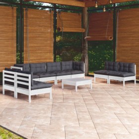 Muebles de jardín 9 pzas con cojines madera maciza de pino de , Conjuntos de jardín - Ref: Foro24-3096239, Precio: 780,03 €, ...