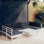 Garden furniture 7 pieces and white cushions solid pine wood by , Garden sets - Ref: Foro24-3097158, Price: 587,44 €, Discoun...