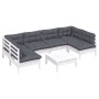 Garden furniture 7 pieces and white cushions solid pine wood by , Garden sets - Ref: Foro24-3097158, Price: 590,99 €, Discoun...