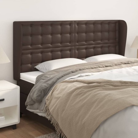 Headboard with ears brown synthetic leather 163x23x118/128cm by , Headboards and footboards - Ref: Foro24-3118055, Price: 129...