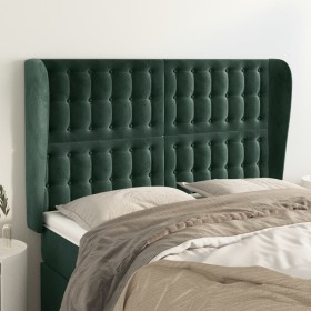 Headboard with dark green velvet ears 147x23x118/128cm by , Headboards and footboards - Ref: Foro24-3118441, Price: 123,99 €,...