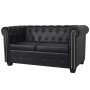 2-seater Chesterfield sofa in black synthetic leather by vidaXL, Sofas - Ref: Foro24-242369, Price: 390,54 €, Discount: %