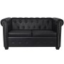 2-seater Chesterfield sofa in black synthetic leather by vidaXL, Sofas - Ref: Foro24-242369, Price: 390,54 €, Discount: %