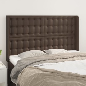 Headboard with brown synthetic leather ears 147x16x118/128 cm by , Headboards and footboards - Ref: Foro24-3119673, Price: 12...