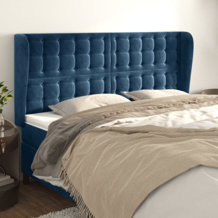 Headboard with dark blue velvet ears 163x23x118/128 cm by , Headboards and footboards - Ref: Foro24-3118448, Price: 140,61 €,...