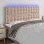 Headboard LED lights cappuccino synthetic leather 160x5x118/128cm by , Headboards and footboards - Ref: Foro24-3122525, Price...