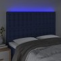 Headboard with LED lights blue fabric 144x5x118/128 cm by , Headboards and footboards - Ref: Foro24-3122862, Price: 127,04 €,...