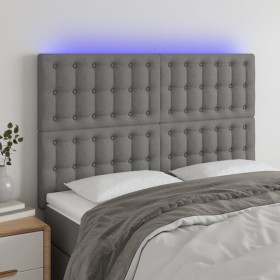 Cabecero con luces LED tela gris oscuro 144x5x118/128 cm de , Cabeceros y pies de cama - Ref: Foro24-3122857, Precio: 125,99 ...