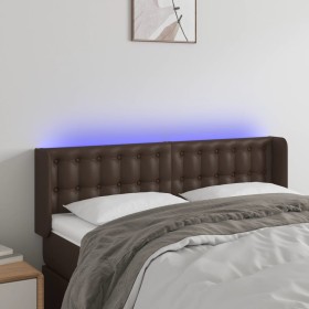 Headboard with LED brown synthetic leather 147x16x78/88 cm by , Headboards and footboards - Ref: Foro24-3123329, Price: 72,99...