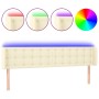 Cabecero con LED cuero sintético crema 163x16x78/88 cm de , Cabeceros y pies de cama - Ref: Foro24-3123334, Precio: 79,07 €, ...