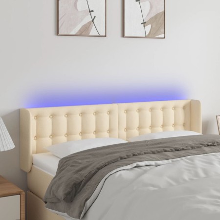 Cream fabric headboard with LED 147x16x78/88 cm by , Headboards and footboards - Ref: Foro24-3123673, Price: 71,17 €, Discoun...