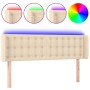 Cream fabric headboard with LED 147x16x78/88 cm by , Headboards and footboards - Ref: Foro24-3123673, Price: 71,17 €, Discoun...