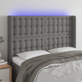 Cabecero con LED de tela gris oscuro 147x16x118/128 cm de , Cabeceros y pies de cama - Ref: Foro24-3124481, Precio: 134,03 €,...