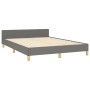 Bed frame with headboard in dark gray fabric 140x190 cm by , Beds and slatted bases - Ref: Foro24-3125374, Price: 223,39 €, D...