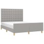 Light gray fabric bed frame with headboard 140x200 cm by , Beds and slatted bases - Ref: Foro24-3125381, Price: 219,07 €, Dis...