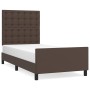 Estructura de cama con cabecero cuero sintético marrón 80x200cm de , Camas y somieres - Ref: Foro24-3125540, Precio: 149,47 €...