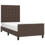 Estructura de cama con cabecero cuero sintético marrón 80x200cm de , Camas y somieres - Ref: Foro24-3125540, Precio: 149,47 €...