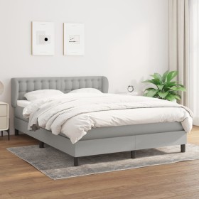 Box spring bed with light gray fabric mattress 140x190 cm by , Beds and slatted bases - Ref: Foro24-3126557, Price: 458,28 €,...