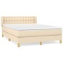 Cama box spring con colchón tela color crema 140x200 cm de , Camas y somieres - Ref: Foro24-3127130, Precio: 457,05 €, Descue...