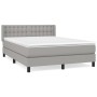 Box spring bed with light gray fabric mattress 140x200 cm by , Beds and slatted bases - Ref: Foro24-3130033, Price: 441,95 €,...