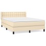 Cama box spring con colchón tela color crema 140x200 cm de , Camas y somieres - Ref: Foro24-3130038, Precio: 407,99 €, Descue...