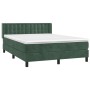 Cama box spring con colchón terciopelo verde oscuro 140x190 cm de , Camas y somieres - Ref: Foro24-3131198, Precio: 468,68 €,...