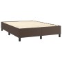 Cama box spring con colchón cuero sintético marrón 140x200cm de , Camas y somieres - Ref: Foro24-3132504, Precio: 502,53 €, D...