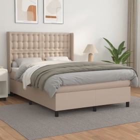 Box spring bed with cappuccino synthetic leather mattress 140x200cm by , Beds and slatted bases - Ref: Foro24-3132506, Price:...