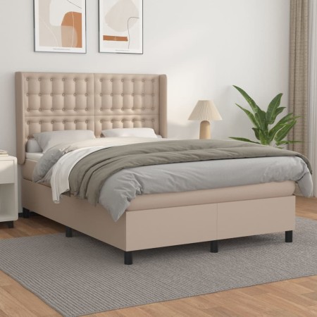 Boxspringbett mit Cappuccino-Kunstledermatratze 140x200cm von , Betten und Lattenroste - Ref: Foro24-3132506, Preis: 563,64 €...