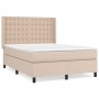 Cama box spring con colchón cuero sintético capuchino 140x200cm de , Camas y somieres - Ref: Foro24-3132506, Precio: 572,40 €...