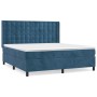 Box spring bed with dark blue velvet mattress 160x200 cm by , Beds and slatted bases - Ref: Foro24-3132931, Price: 593,49 €, ...