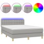 Cama box spring colchón y luces LED tela gris claro 140x190 cm de , Camas y somieres - Ref: Foro24-3134029, Precio: 479,52 €,...