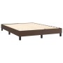 Cama box spring colchón y LED cuero sintético marrón 140x200 cm de , Camas y somieres - Ref: Foro24-3134228, Precio: 435,03 €...