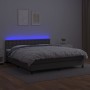 Box spring bed with mattress and LED gray synthetic leather 160x200 cm by , Beds and slatted bases - Ref: Foro24-3134235, Pri...