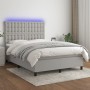 Box spring bed mattress and LED lights light gray fabric 140x190 cm by , Beds and slatted bases - Ref: Foro24-3135189, Price:...