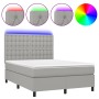 Cama box spring colchón y luces LED tela gris claro 140x190 cm de , Camas y somieres - Ref: Foro24-3135189, Precio: 540,75 €,...