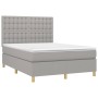 Box spring bed mattress and LED lights light gray fabric 140x200 cm by , Beds and slatted bases - Ref: Foro24-3135757, Price:...