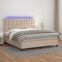 Cama box spring colchón LED cuero sintético capuchino 160x200cm de , Camas y somieres - Ref: Foro24-3135956, Precio: 564,80 €...