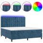 Cama box spring colchón y LED terciopelo azul oscuro 160x200 cm de , Camas y somieres - Ref: Foro24-3136375, Precio: 576,03 €...