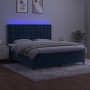 Box spring bed with mattress and LED velvet dark blue 160x200 cm by , Beds and slatted bases - Ref: Foro24-3136375, Price: 56...