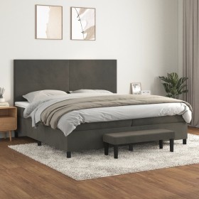 Box spring bed with dark gray velvet mattress 200x200 cm by , Beds and slatted bases - Ref: Foro24-3137744, Price: 716,07 €, ...