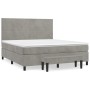 Cama box spring con colchón terciopelo gris claro 160x200 cm de , Camas y somieres - Ref: Foro24-3137731, Precio: 608,35 €, D...