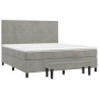 Cama box spring con colchón terciopelo gris claro 160x200 cm de , Camas y somieres - Ref: Foro24-3137731, Precio: 608,35 €, D...