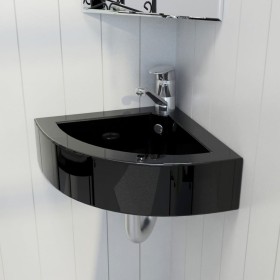 Lavabo con rebosadero 45x32x12,5 cm negro de vidaXL, Lavabos - Ref: Foro24-141924, Precio: 67,48 €, Descuento: %