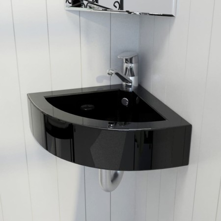 Washbasin with overflow 45x32x12.5 cm black by vidaXL, Sinks - Ref: Foro24-141924, Price: 67,48 €, Discount: %