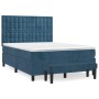 Box spring bed with dark blue velvet mattress 140x190 cm by , Beds and slatted bases - Ref: Foro24-3138083, Price: 528,10 €, ...