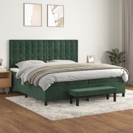 Box spring bed with dark green velvet mattress 200x200 cm by , Beds and slatted bases - Ref: Foro24-3138106, Price: 743,69 €,...