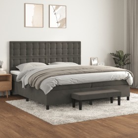 Box spring bed with dark gray velvet mattress 200x200 cm by , Beds and slatted bases - Ref: Foro24-3138104, Price: 711,33 €, ...